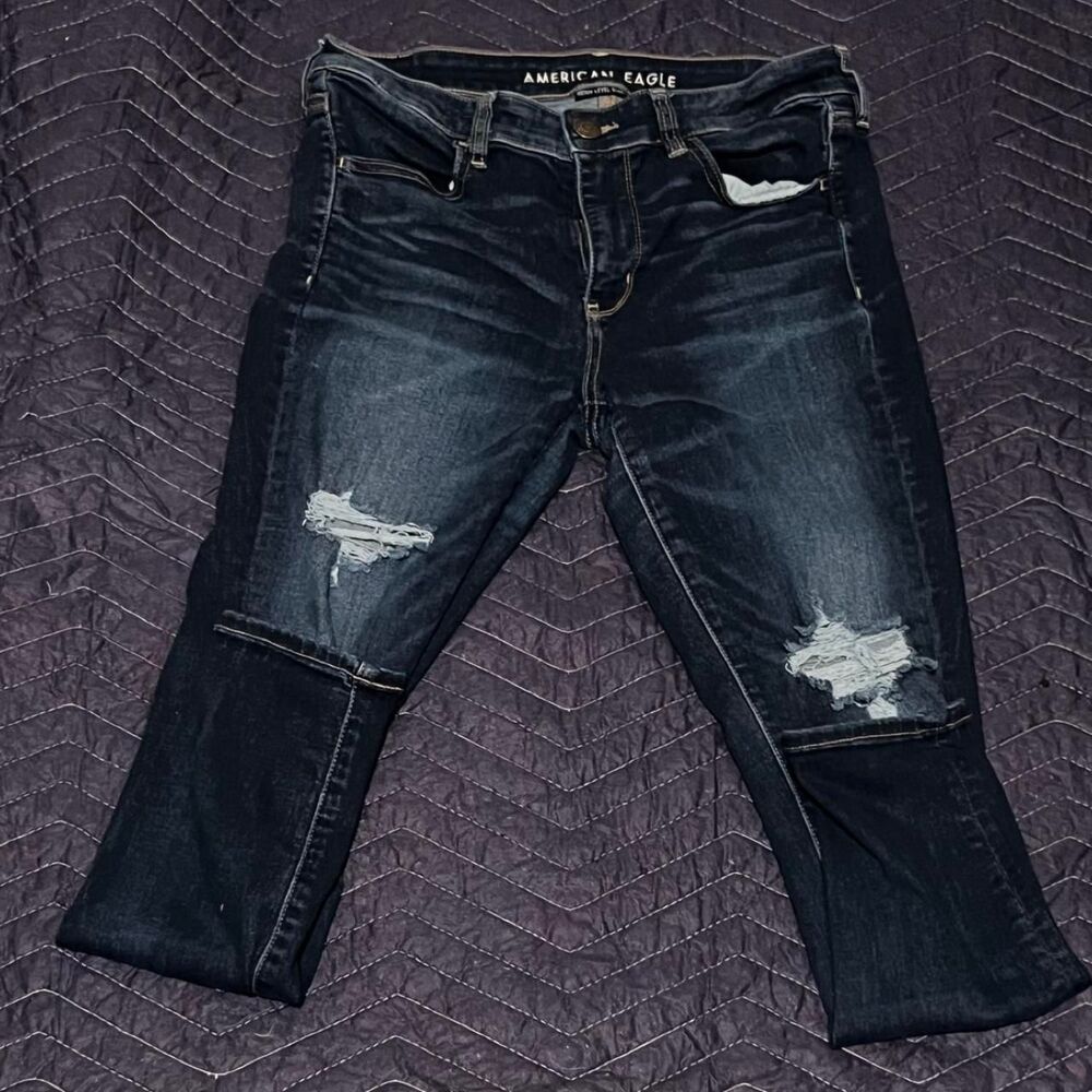 American-eagle Women's Navy and Blue Jeans